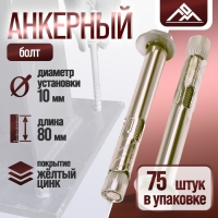 Анкерный болт ЛОМ, оцинкованный, 10х80 мм, 75 шт Анкерный болт ЛОМ, оцинкованный, 10х80 мм, 75 шт