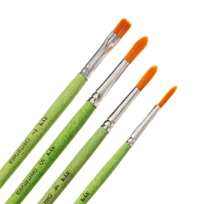 Набор кистей синтетика ZOO, круглые (№ 3, 4, 5) и плоская (№ 7)