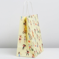 Пакет подарочный крафтовый, упаковка, &laquo;С днём рождения&raquo;, 22 х 25 х 12 см