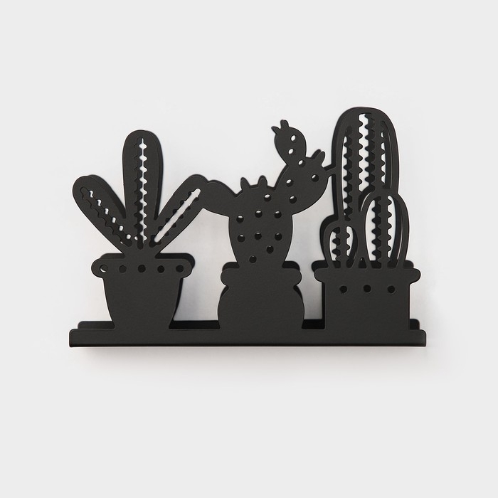 Салфетница Доляна &laquo;Кактусы&raquo;, 15&times;4&times;10,3 см, цвет чёрный