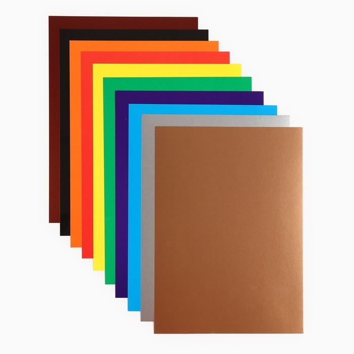 Картон цветной, А4, 10 листов, 10 цветов, мелованный, односторонний, в папке, 240 г/м&sup2;, Смешарики