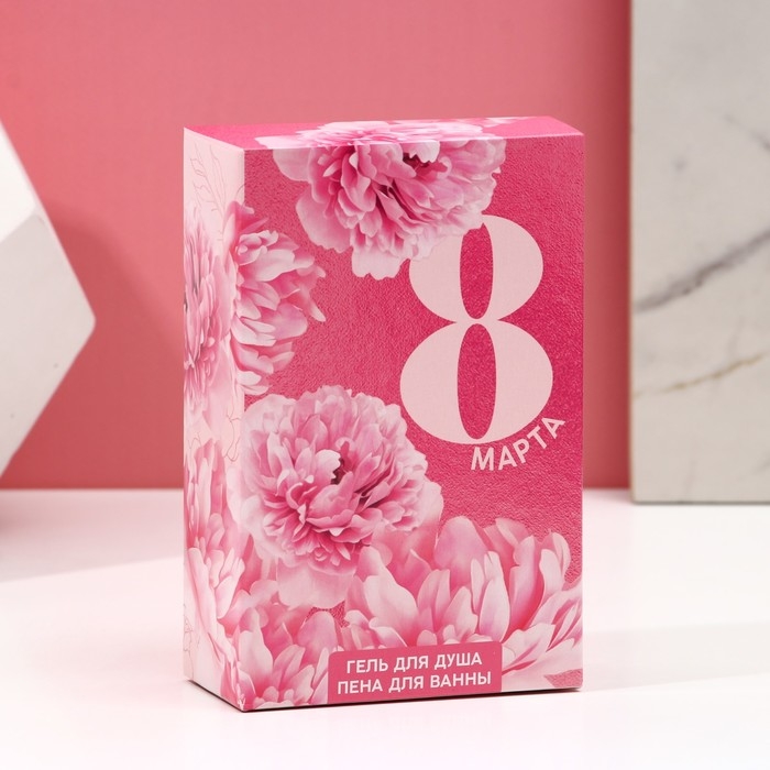 Подарочный набор косметики &laquo;С 8 Марта!&raquo;, гель для душа 100 мл и пена для ванны 100 мл, ЧИСТОЕ СЧАСТЬЕ