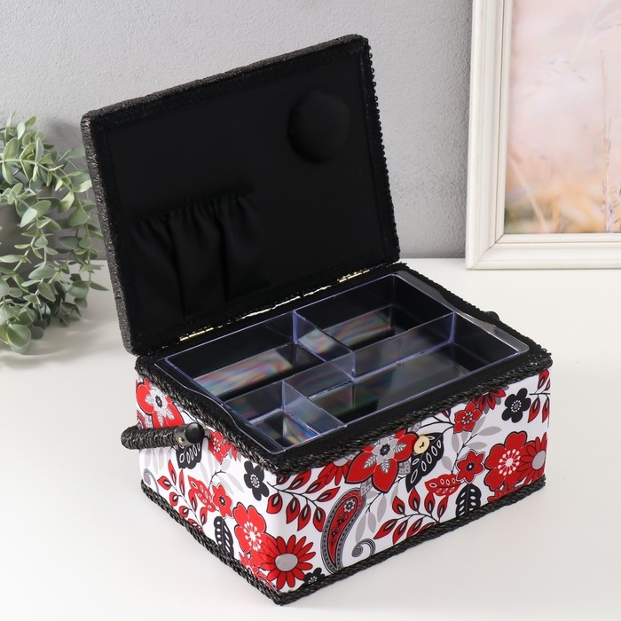 Шкатулка для рукоделия Шкатулка для рукоделия "Народный цветочный узор" 19х26х14,5 см