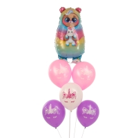 Набор воздушных шаров &laquo;Мишка-единорог и глазки единорога&raquo;, латекс, фольга, 6 шт.