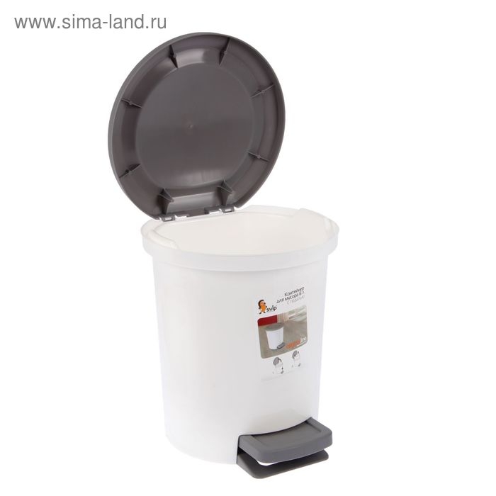 Ведро для мусора с педалью, 6 л, цвет МИКС Ведро для мусора с педалью, 6 л, цвет МИКС