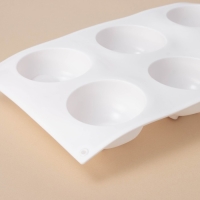 Форма для муссовых десертов и выпечки Доляна «Десерт с фруктами», 30×17,5×4,5 см, 6 ячеек (d=7 см), цвет белый Форма для муссовых десертов и выпечки Доляна «Десерт с фруктами», 30×17,5×4,5 см, 6 ячеек (d=7 см), цвет белый