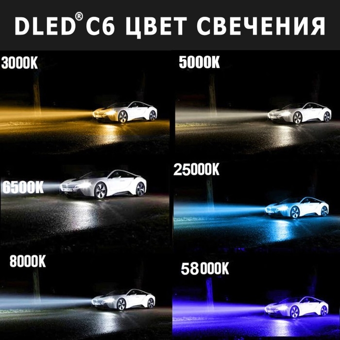 Светодиодная лампа DLED H4, C6 Original, 12V, 6500K, в наборе 2 шт Светодиодная лампа DLED H4, C6 Original, 12V, 6500K, в наборе 2 шт