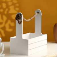 Кашпо деревянное 25.5&times;15&times;30 см "Аром", ручка канат, белое