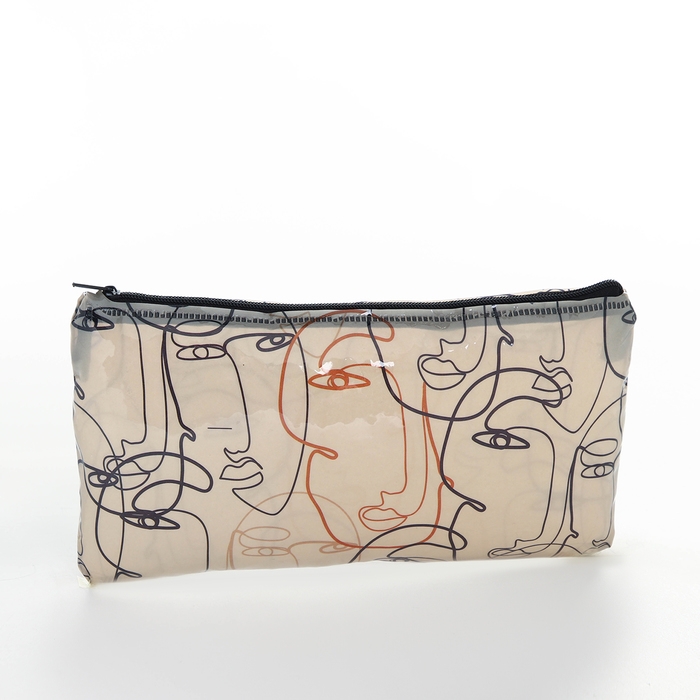 Косметичка-пенал на молнии, ПВХ, цвет прозрачный/серый Косметичка-пенал на молнии, ПВХ, цвет прозрачный/серый