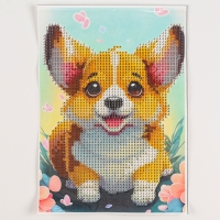 Алмазная вышивка с частичным заполнением &laquo;Малыш корги&raquo;, 15 х 21 см, холст