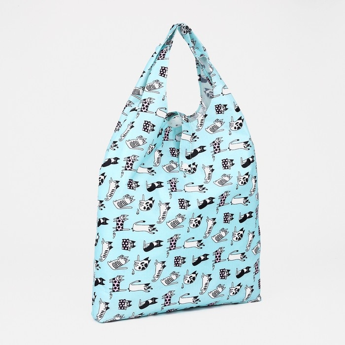 Сумка хозяйственная на кнопке, складная, цвет голубой