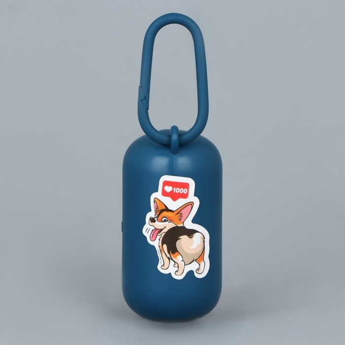 Контейнер с пакетами для уборки за собаками &laquo;Ставлю лайки&raquo;, цвет синий