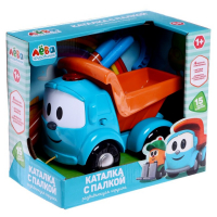Каталка &laquo;Грузовичок Лева&raquo; с палкой, 15 песен и звуков, световые эффекты