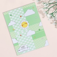 Свидетельство о рождении "Воздушные шары" тиснение, зеленый фон, А4