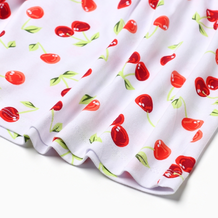 Платье для девочки "Вишни", цвет белый, рост 122-128