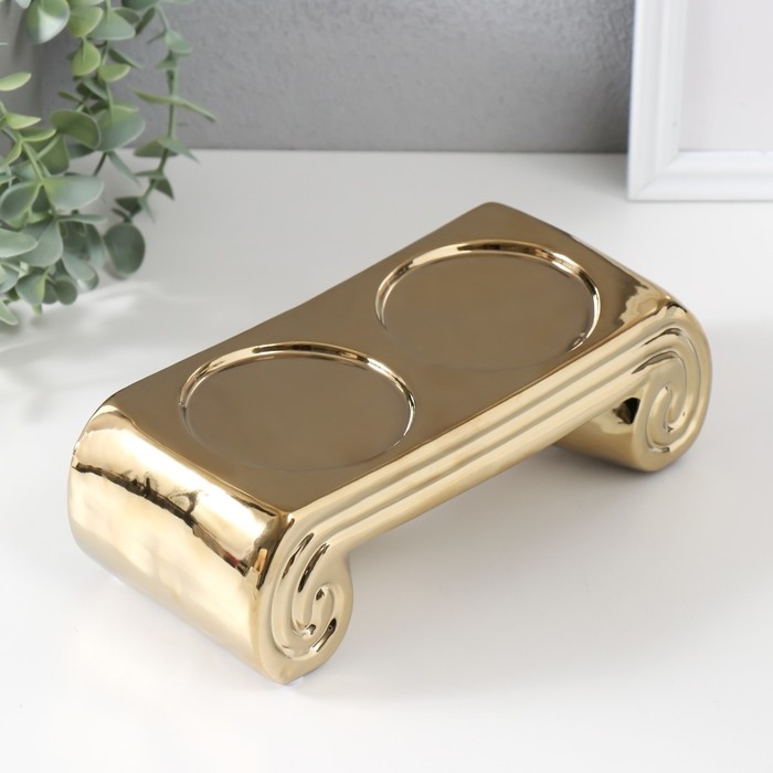 Подсвечник керамика на 2 свечи Подсвечник керамика на 2 свечи "Греция" d=7,5 см золото 22,5х10х7 см