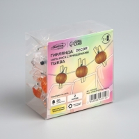 Гирлянда «Нить» 2 м роса с насадками «Прищепки-тыквы», IP20, серебристая нить, 20 LED, батарейки ААх2 (нет в копмплекте), свечение тёплое белое Гирлянда «Нить» 2 м роса с насадками «Прищепки-тыквы», IP20, серебристая нить, 20 LED, батарейки ААх2 (нет в копмплекте), свечение тёплое белое