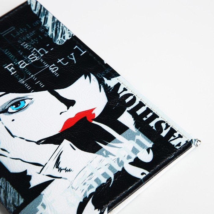 Обложка для паспорта, цвет чёрный/белый