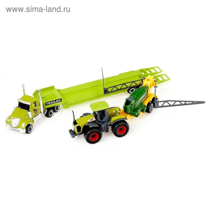 Грузовик металлический «Ферма» с трактором, МИКС Грузовик металлический «Ферма» с трактором, МИКС