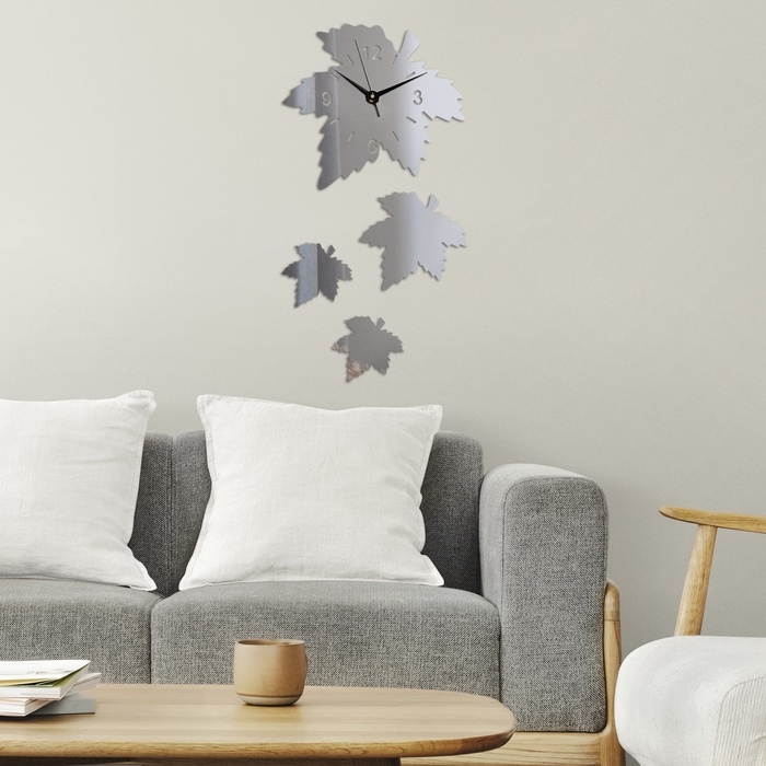 Часы настенные интерьерные большие, 3d "Кленовый лист", часы 25 х 28 см