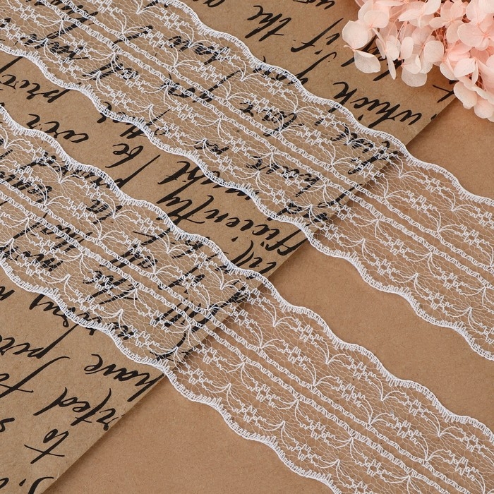 Кружево капроновое, 45 мм &times; 10 &plusmn; 1 м, цвет белый