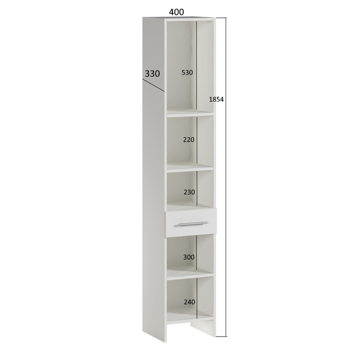 Пенал для ванной комнаты, белый, 40 х 33 х 185 см