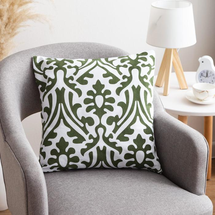 Наволочка декоративная 40х40 см, Monograms green, 100% хлопок Наволочка декоративная 40х40 см, Monograms green, 100% хлопок