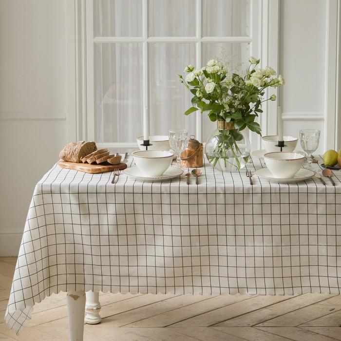 Скатерть Доляна "Клетка" 145х145&plusmn;3см,100%пэ, рогожка 130 гр/м