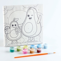 Картина по номерам на холсте с подрамником для детей &laquo;Авокадо с мороженым&raquo;, 17 х 17 см