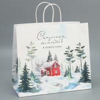 Пакет подарочный новогодний крафтовый &laquo;Сказка&raquo;, 32 х 28 х 15 см, Новый год
