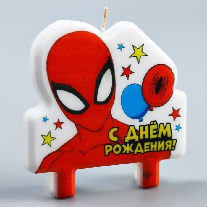 Свеча в торт "С Днем Рождения!", Человек-паук, 8&times;8 см