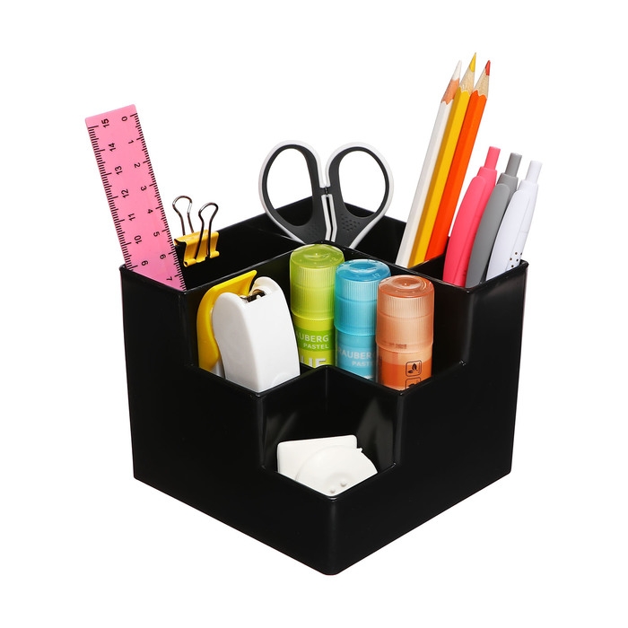 Подставка-органайзер для канцелярии 6 отделений цвет черная Подставка-органайзер для канцелярии 6 отделений цвет черная
