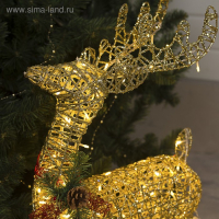 Светодиодная фигура «Олень с санями золотистый», олень: 50 × 85 × 18 см, сани: 70 × 43 × 22 см, металл, 220 В, свечение тёплое белое Светодиодная фигура «Олень с санями золотистый», олень: 50 × 85 × 18 см, сани: 70 × 43 × 22 см, металл, 220 В, свечение тёплое белое