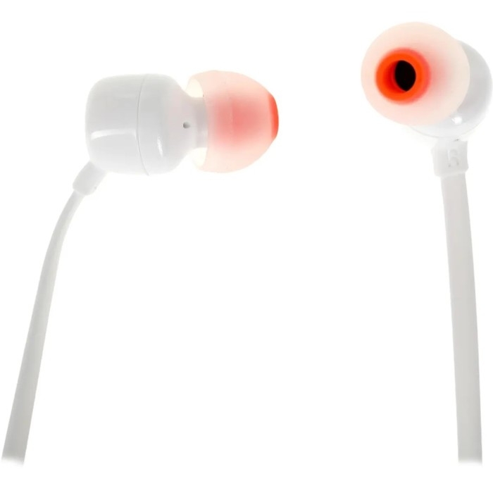Наушники JBL T110, вакуумные, микрофон, 100дБ, 16 Ом, 3.5 мм, 1.2 м, белые Наушники JBL T110, вакуумные, микрофон, 100дБ, 16 Ом, 3.5 мм, 1.2 м, белые