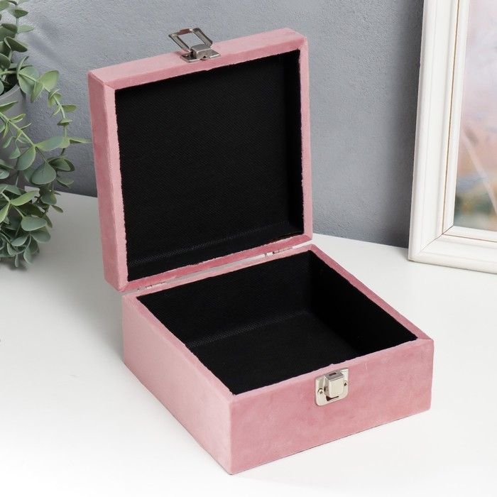 Шкатулка дерево "Лама в цветах" бархат розовый 10х16х16 см