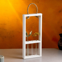 Кашпо деревянное 18×5×40 см с 3 колбами 15 см "Рамка Экстра", ручка, белый Дарим Красиво Кашпо деревянное 18×5×40 см с 3 колбами 15 см "Рамка Экстра", ручка, белый Дарим Красиво