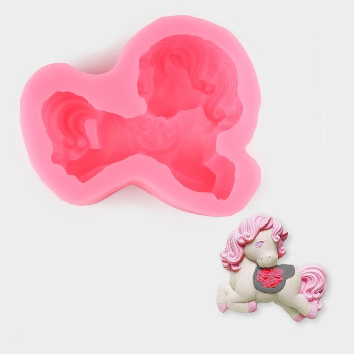 Молд &laquo;Пони&raquo;, силикон, 9,8&times;9&times;3,3 см, цвет розовый
