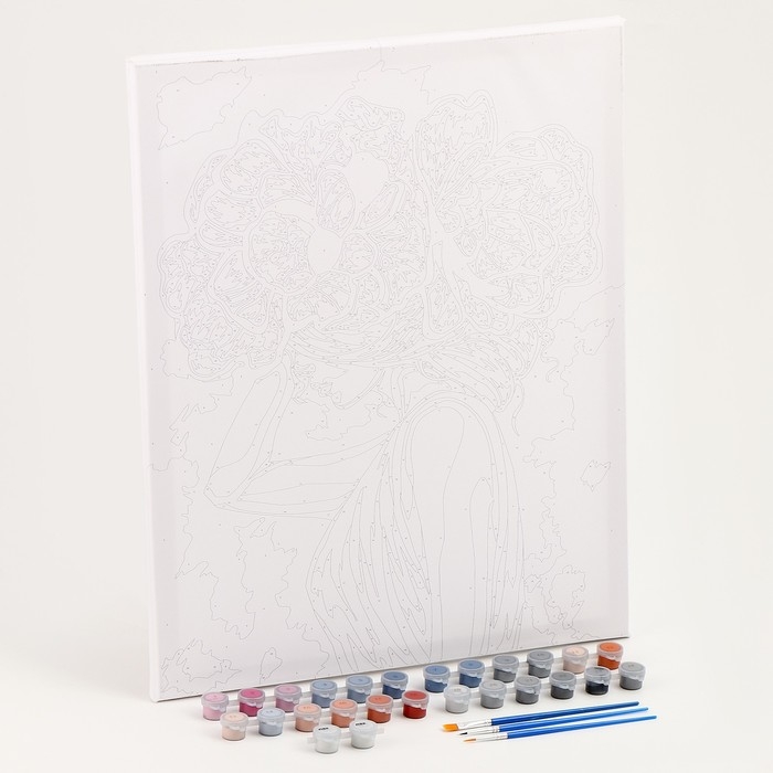 Картина по номерам на холсте с подрамником с серебряной краской &laquo;Девушка с пионами&raquo;, 40 х 50 см