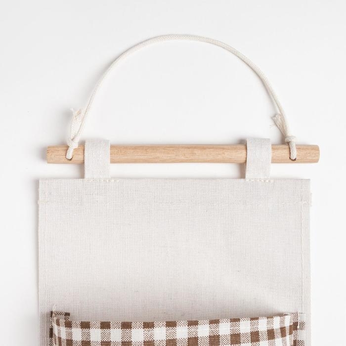 Кармашек текстильный "Клетка"  3 отделения 58х20&plusmn;2 см