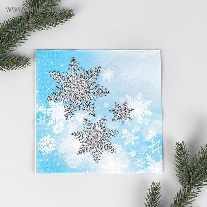 Салфетки бумажные &laquo;Снежинки&raquo;, 33х33 см, набор 12 шт.
