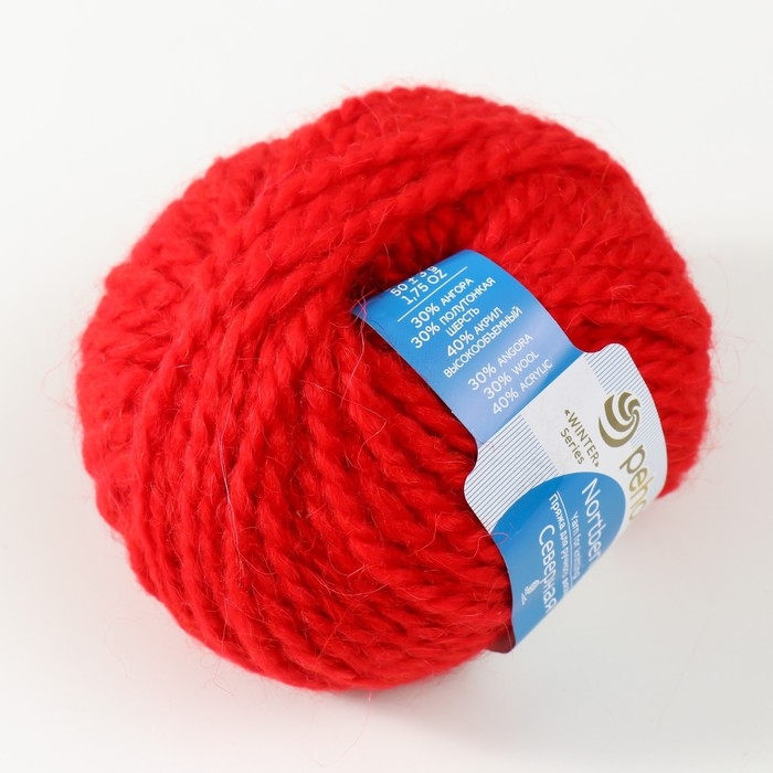 Пряжа Пряжа "Северная" 30% ангора,30% п/тонкая шерсть,40% акрил объёмный 50м/50гр (88-кр. мак)