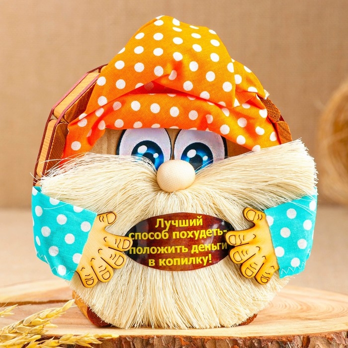 Копилка деревянная "Домовой Кузьма", микс