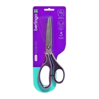 Ножницы 21см Berlingo "Easycut 350" ассорти, эргономичные ручки, мягкие вставки, европодвес