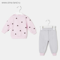 Комплект: джемпер и брюки Крошка Я &laquo;Сердечки&raquo;, цвет розовый/серый, рост 80-86 см