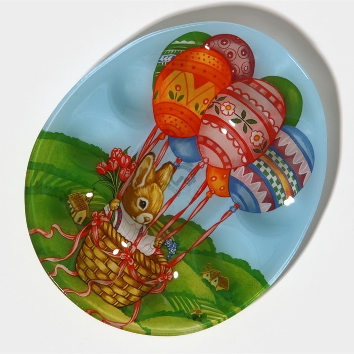 Подставка стеклянная для яиц 10 ячеек Доляна «Пасхальный кролик», 24×20,5 см Подставка стеклянная для яиц 10 ячеек Доляна «Пасхальный кролик», 24×20,5 см