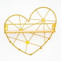 Вешалка настенная с полкой "Сердце", с подсветкой, 5 крючков, золото Вешалка настенная с полкой "Сердце", с подсветкой, 5 крючков, золото