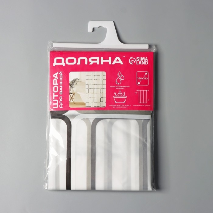 Штора для ванной комнаты Доляна &laquo;Квадраты&raquo;, 180&times;180 см, PEVA