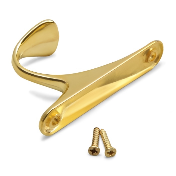 Крючок мебельный ТУНДРА TKO024, однорожковый, золото, 2 шт