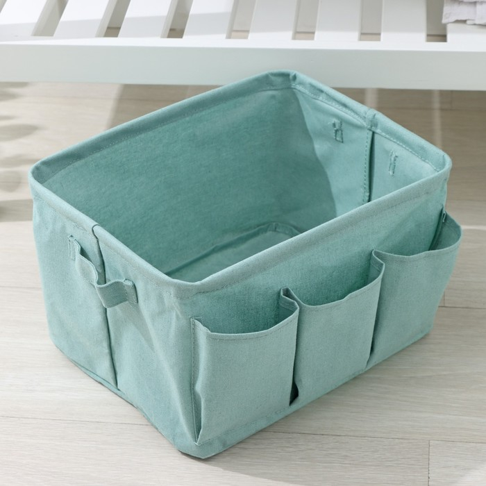 Корзинка для хранения Доляна &laquo;Тая&raquo;, 3 кармана, 30&times;24&times;18 см, цвет бирюзовый