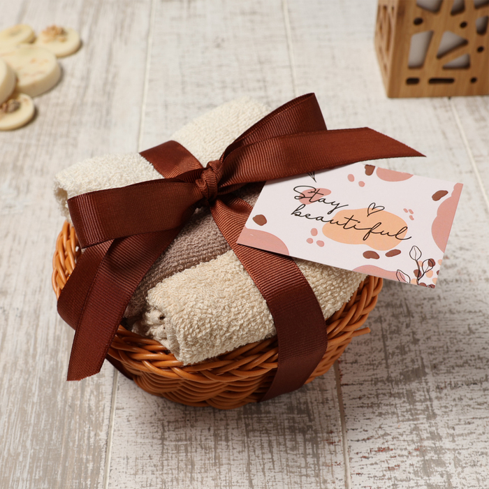 Набор махровых декор. салфеток Этель Набор махровых декор. салфеток Этель "Весеннее настроение" 30х30шт -3 шт,цв.коричнев